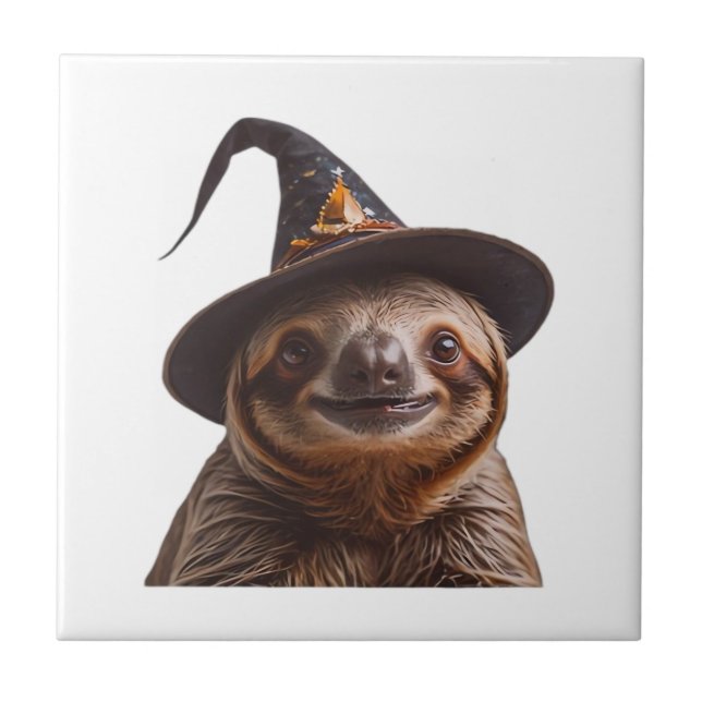 Hexenfaultier Halloween-Süßigkeiten oder Saures un Fliese (Vorderseite)