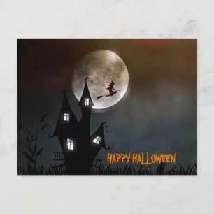 Hexenfliegend glückliches Halloween Personalisiert Postkarte