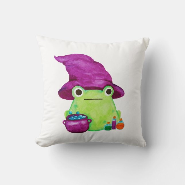 Hexenfrosch mit Kauldron und Wasserfarbe Kissen (Vorderseite)