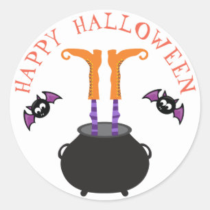 Hexenfüße in Cauldron Halloween Runder Aufkleber
