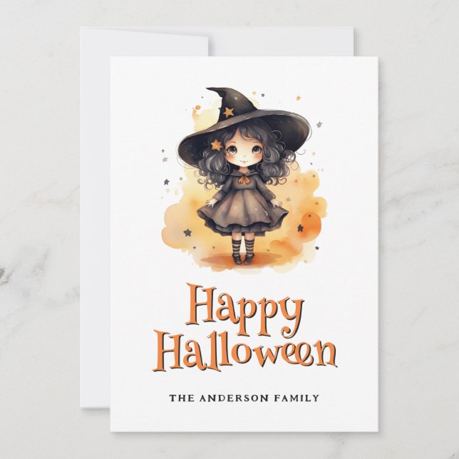 Hexengeister Pumpkins Happy Halloween Card Feiertagskarte (Vorderseite)