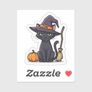 Hexengesicht ausruhen - richtiger Cat Halloween-St Aufkleber