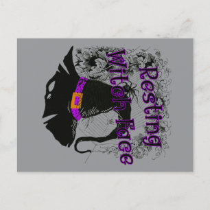 Hexengesicht - Halloween-Spinnennetz Postkarte