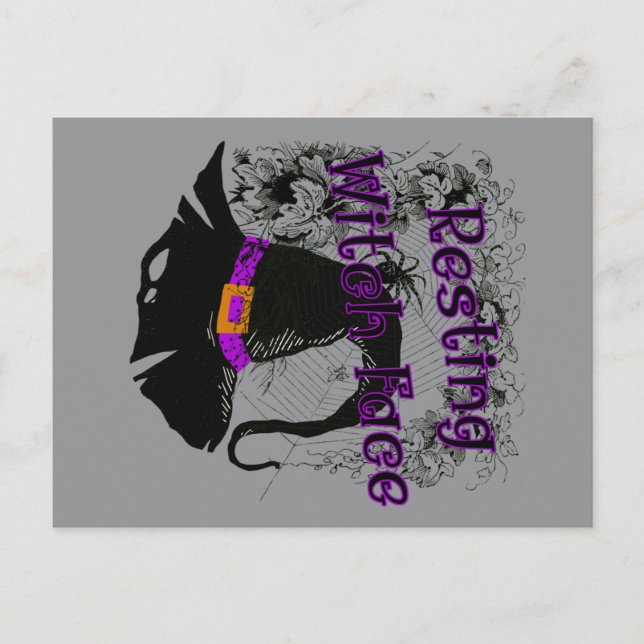 Hexengesicht - Halloween-Spinnennetz Postkarte (Vorderseite)