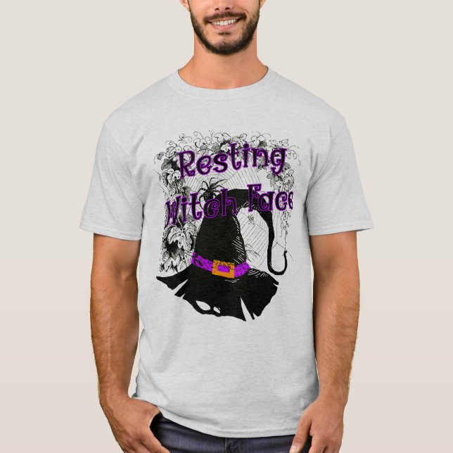 Hexengesicht - Halloween-Spinnennetz T-Shirt (Vorderseite)