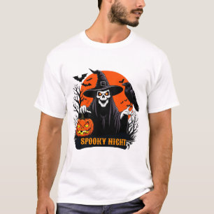 Hexengesicht-Hexe und Krähe Halloween-Nacht 🦇 T-Shirt