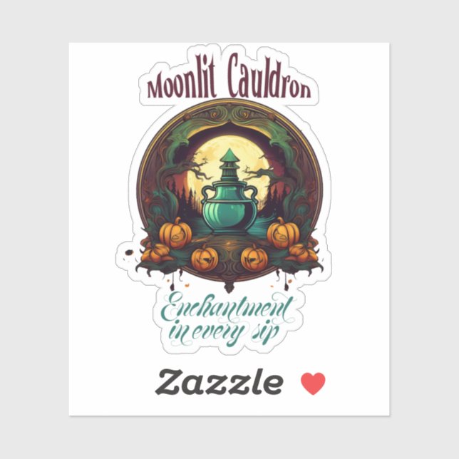 Hexengießen Moonlit Cauldron-Etikett Aufkleber (Blatt)