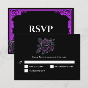 Hexenhaft lila Glow Gothic Hochzeit RSVP Karte