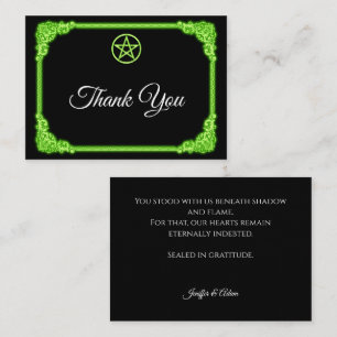 Hexenhafte grüne Glow Gothic Hochzeit Danke Mitteilungskarte