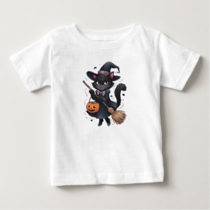 HEXENHAFTE SCHWARZE KATZE BEIM SÜßIGKEITEN ERbette Baby T-shirt