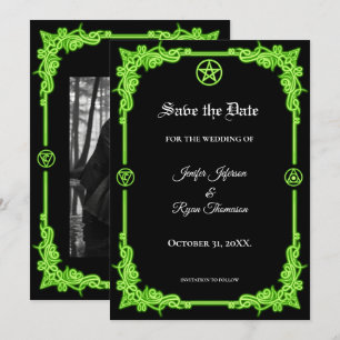 Hexenhafter lila Glow Gothic Hochzeit Save-the-Dat Ankündigung