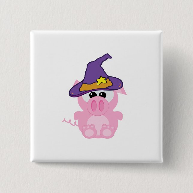 hexenhaftes Ferkel Schweinchen Button (Vorderseite)