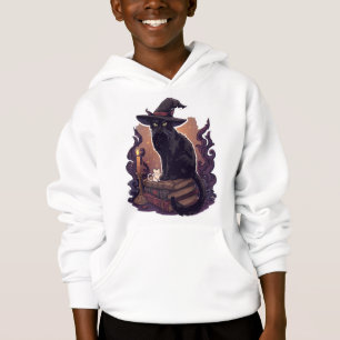 Hexenhaftes schwarzes Kätzchen & Geistermaus – Hal Hoodie