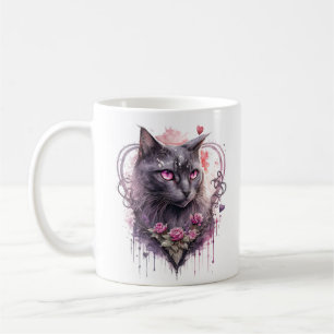 Hexenhaftes schwarzes Kätzchen Kaffeetasse