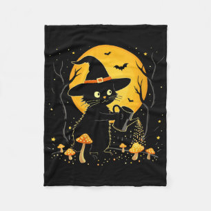Hexenhaftes schwarzes Katzen-Gartengemüse-T-Shirt Fleecedecke