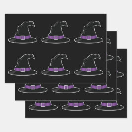Hexenhasen mit Lila Details Halloween-Muster Geschenkpapier Set