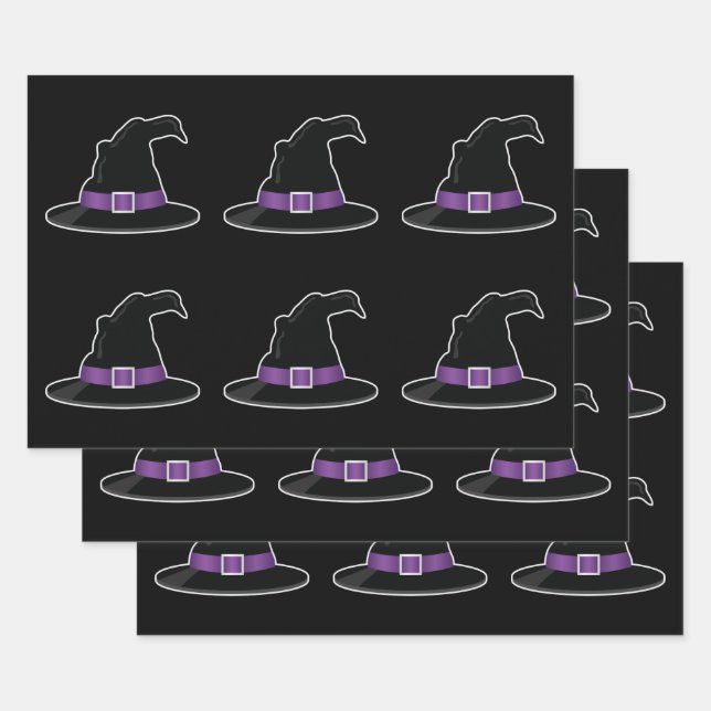 Hexenhasen mit Lila Details Halloween-Muster Geschenkpapier Set (Set)