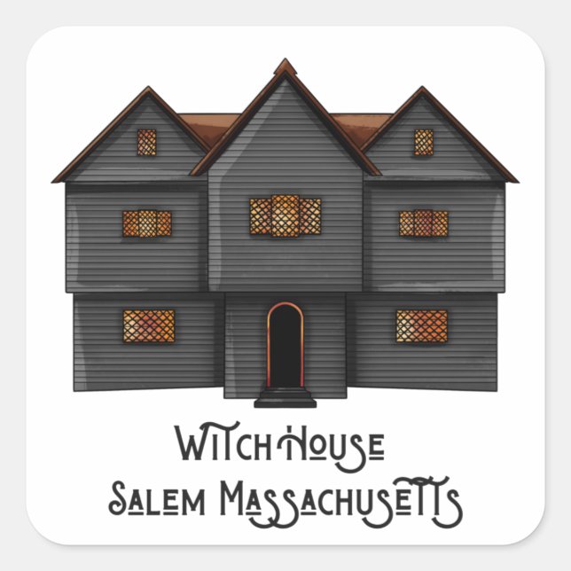 Hexenhaus Salem, Massachusetts Quadratischer Aufkleber (Vorderseite)