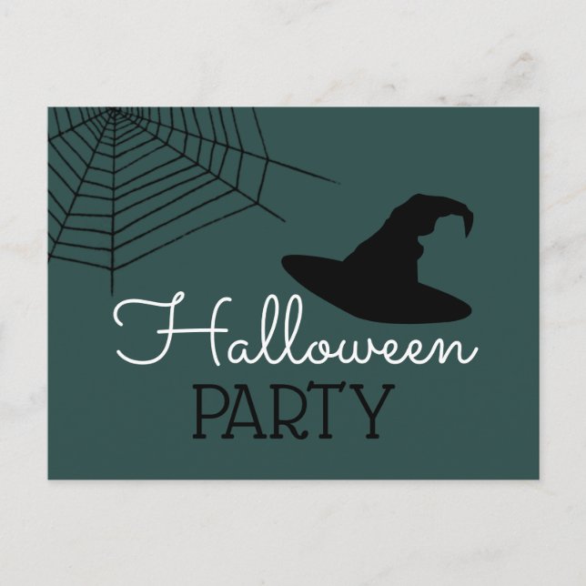 Hexenheft & Web, Halloween-Party-Einladung Ankündigungspostkarte (Vorderseite)