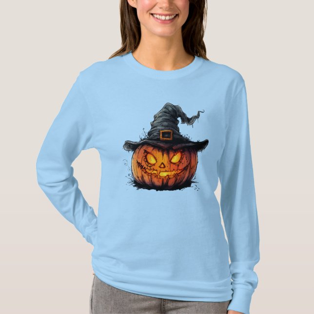 Hexenhut aus Kürbis Halloween T-Shirt (Vorderseite)