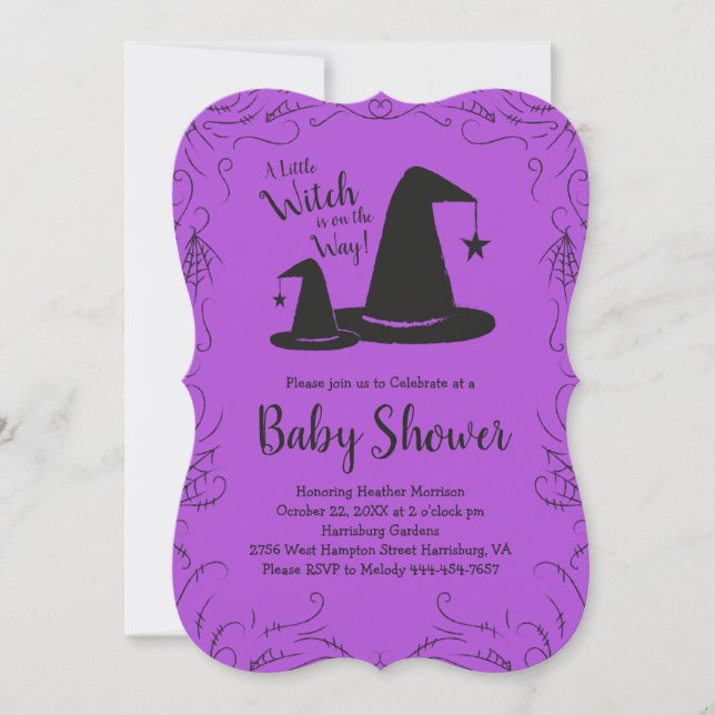Hexenhut Baby Shower Halloween Einladung (Vorderseite)