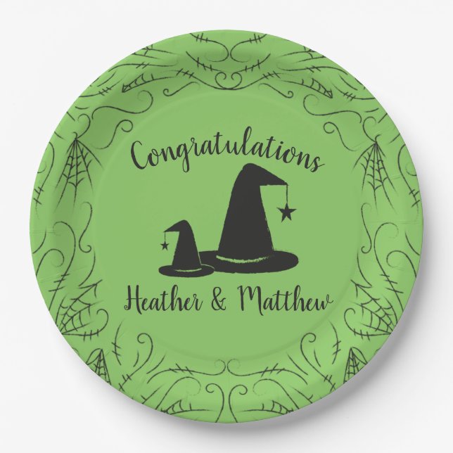Hexenhut Baby Shower Halloween Pappteller (Vorderseite)