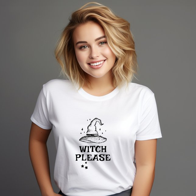 Hexenhut bitte schwarz und weiß Halloween T-Shirt (Witch Please Black and White Halloween Witch Hat T-Shirt )