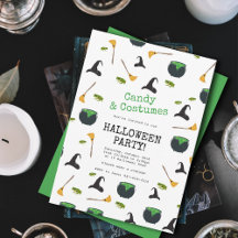 Hexenhut Broom Caldron Green Halloween-Party