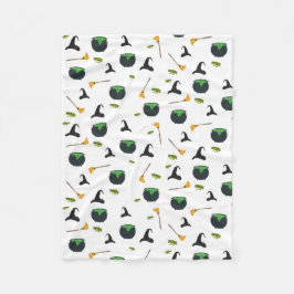 Hexenhut Broom Caldron Halloween Muster Fleecedecke