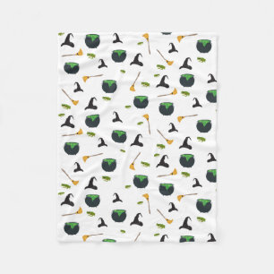 Hexenhut Broom Caldron Halloween Muster Fleecedecke