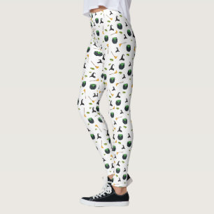 Hexenhut Broom Caldron Halloween Muster Leggings
