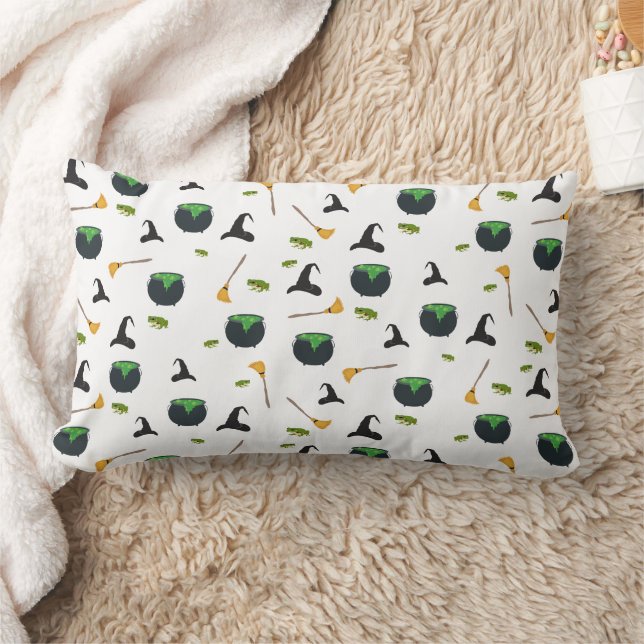 Hexenhut Broom Caldron Halloween Muster Lendenkissen (Decke)