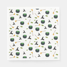 Hexenhut Broom Caldron Halloween Muster Serviette