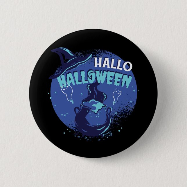 Hexenhut Halloween-Design Button (Vorderseite)