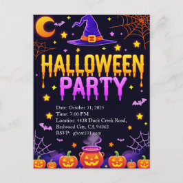 Hexenhut-Halloween-Party Postkarte