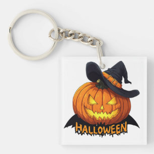 Hexenhut Kürbis Halloween Text Szene 🎃 Schlüsselanhänger