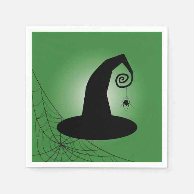 Hexenhut mit Spiderweb Green Cocktail Napkins Serviette (Vorderseite)