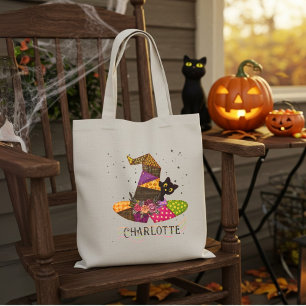 Hexenhut-Patch-Quilt-Halloween-Name Tragetasche