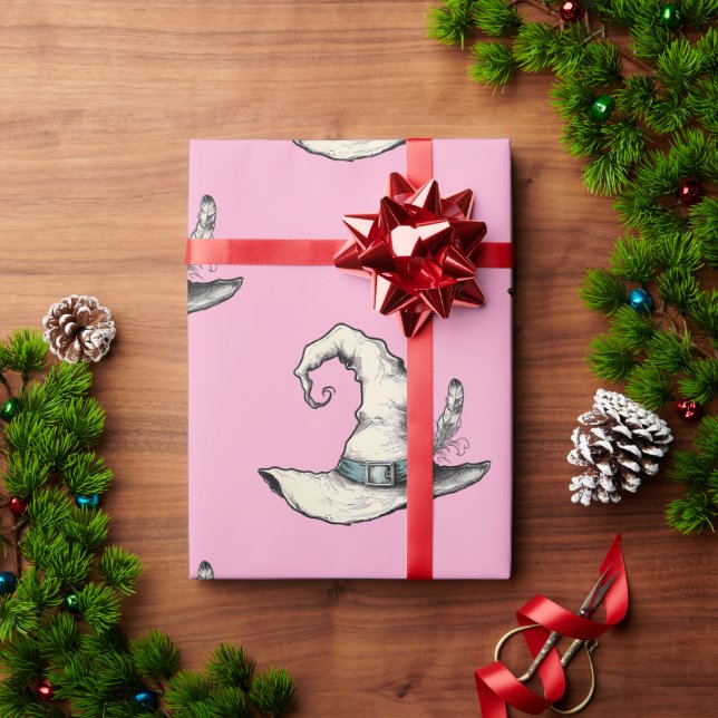 Hexenhut Pink Geschenkpapier (Feiertagsgeschenk)