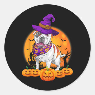 Hexenhut Pumpkin American Bulldog Halloween Runder Aufkleber