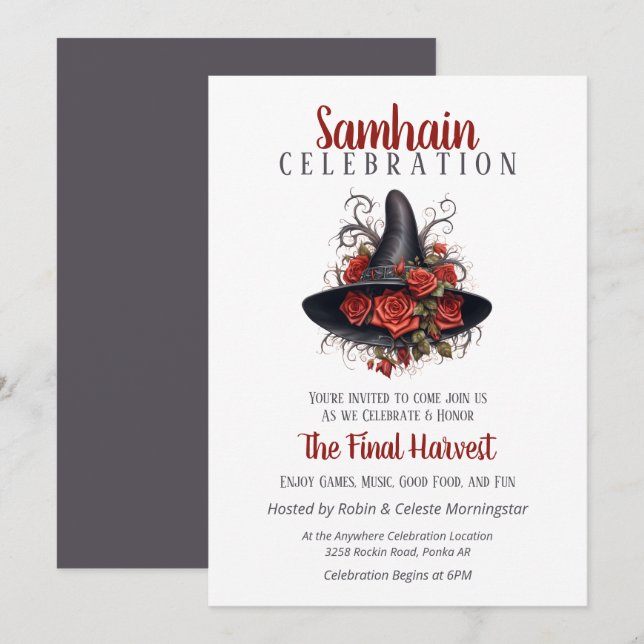 Hexenhut Samhain Harvest Halloween-Party Einladung (Vorne/Hinten)