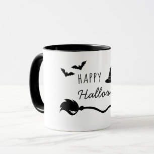 Hexenhut und Besen mit Spinne und Fledermäusen Hal Tasse