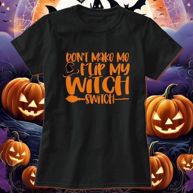 Hexenhut und Broom Halloween Cotton T - Shirt (Von Creator hochgeladen)