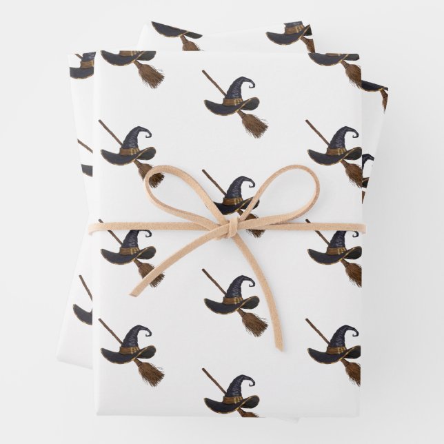 Hexenhut und Broomstick Geschenkpapier Set (Beispiel)
