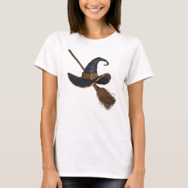 Hexenhut und Broomstick T-Shirt