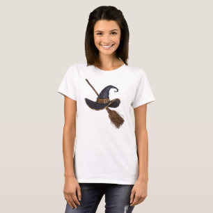 Hexenhut und Broomstick T-Shirt
