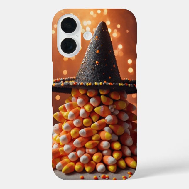 Hexenhut und Candy Corn iPhone 16 Hülle (Rückseite)