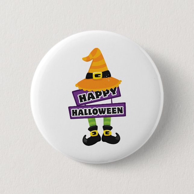 Hexenhut und Feet Halloween Button (Vorderseite)