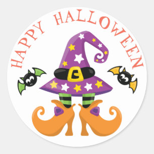 Hexenhut und Feet Halloween Runder Aufkleber