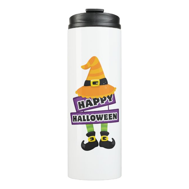 Hexenhut und Feet Halloween Thermosbecher (Vorderseite)
